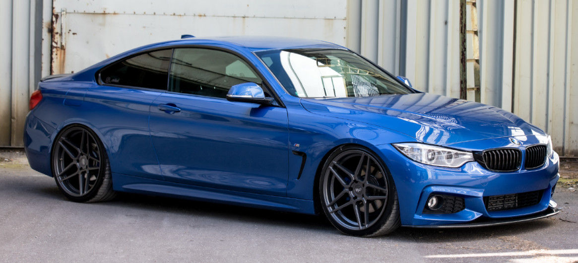 Schöne Tieferlegung mit einem ap Gewindefahrwerk bei einem 4er BMW
